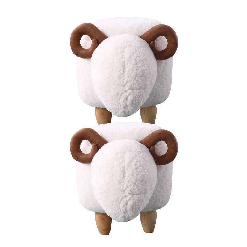 White Modern Standard Trea Resistant Sheep Shape Standard for Living Room Gloss White 2 Piece Set Clearhalo 'furn' 'furn_ottomans_poufs' 'Furniture' 'Living Room Furniture' 'Ottomans & Poufs' 'ottomans_poufs' 6824665