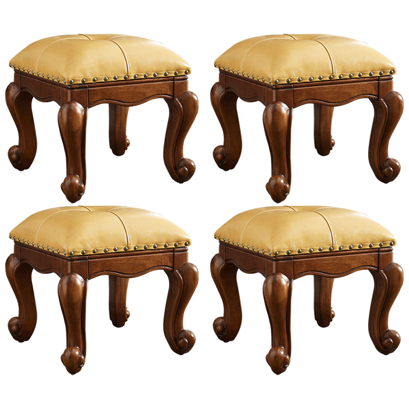 Mid-Century Modern Ottoman Genuine Leather Tufted Rectangle Ottoman with Nailhead Trim Yellow 4 Piece Set Clearhalo 'furn' 'furn_ottomans_poufs' 'Furniture' 'Living Room Furniture' 'Ottomans & Poufs' 'ottomans_poufs' 6824682
