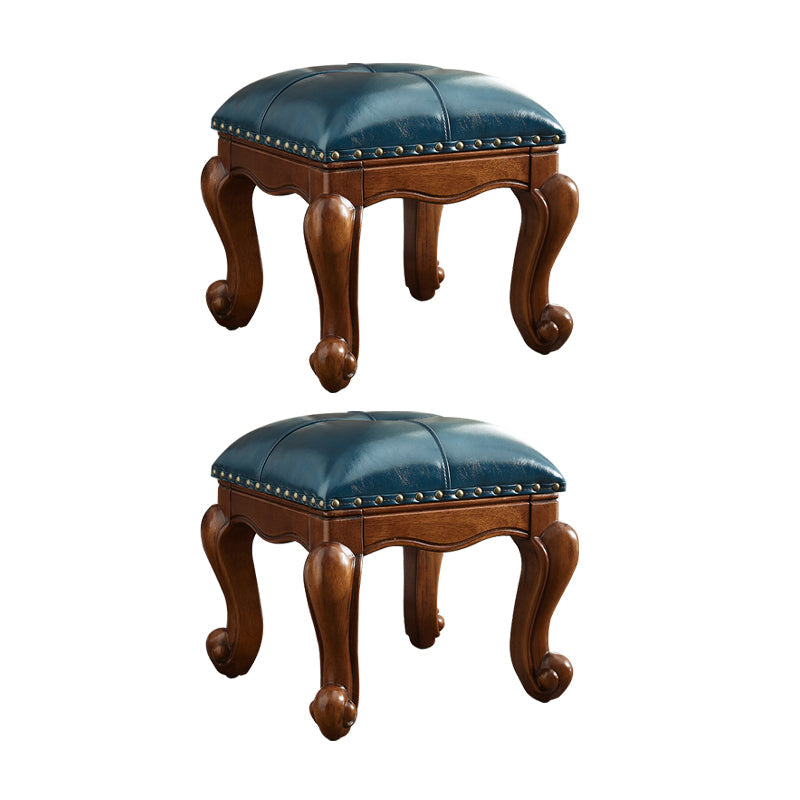 Mid-Century Modern Ottoman Genuine Leather Tufted Rectangle Ottoman with Nailhead Trim Blue 2 Piece Set Clearhalo 'furn' 'furn_ottomans_poufs' 'Furniture' 'Living Room Furniture' 'Ottomans & Poufs' 'ottomans_poufs' 6824686