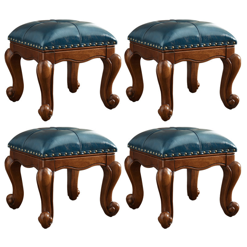 Mid-Century Modern Ottoman Genuine Leather Tufted Rectangle Ottoman with Nailhead Trim Blue 4 Piece Set Clearhalo 'furn' 'furn_ottomans_poufs' 'Furniture' 'Living Room Furniture' 'Ottomans & Poufs' 'ottomans_poufs' 6824688