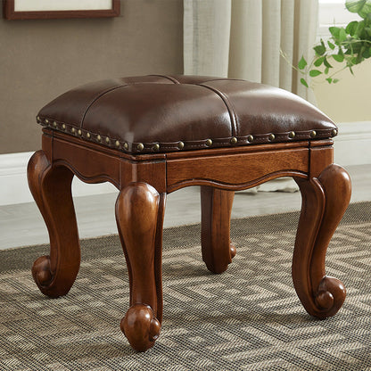 Mid-Century Modern Ottoman Genuine Leather Tufted Rectangle Ottoman with Nailhead Trim Brown 1 Piece Clearhalo 'furn' 'furn_ottomans_poufs' 'Furniture' 'Living Room Furniture' 'Ottomans & Poufs' 'ottomans_poufs' 6824692