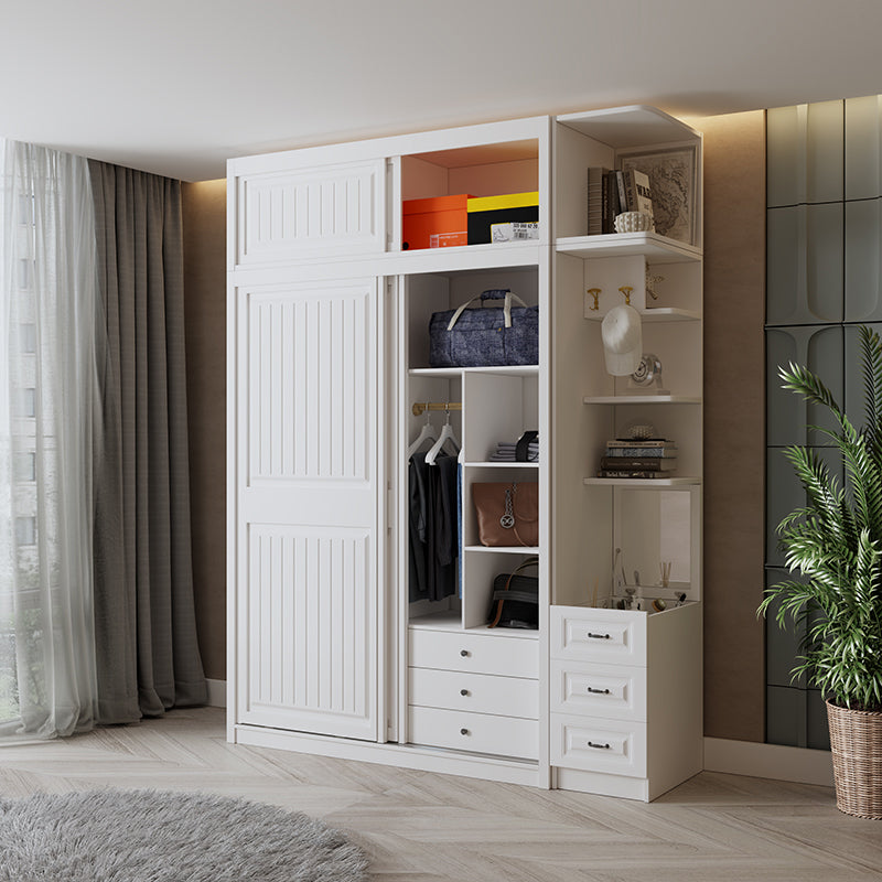 Contemporary Wardrobe Armoire with Garment Rod Wood Wardrobe Closet Clearhalo 'Armoires & Wardrobes' 'armoires_wardrobes' 'Bedroom Furniture' 'furn' 'furn_armoires_wardrobes' 'Furniture' 6825578