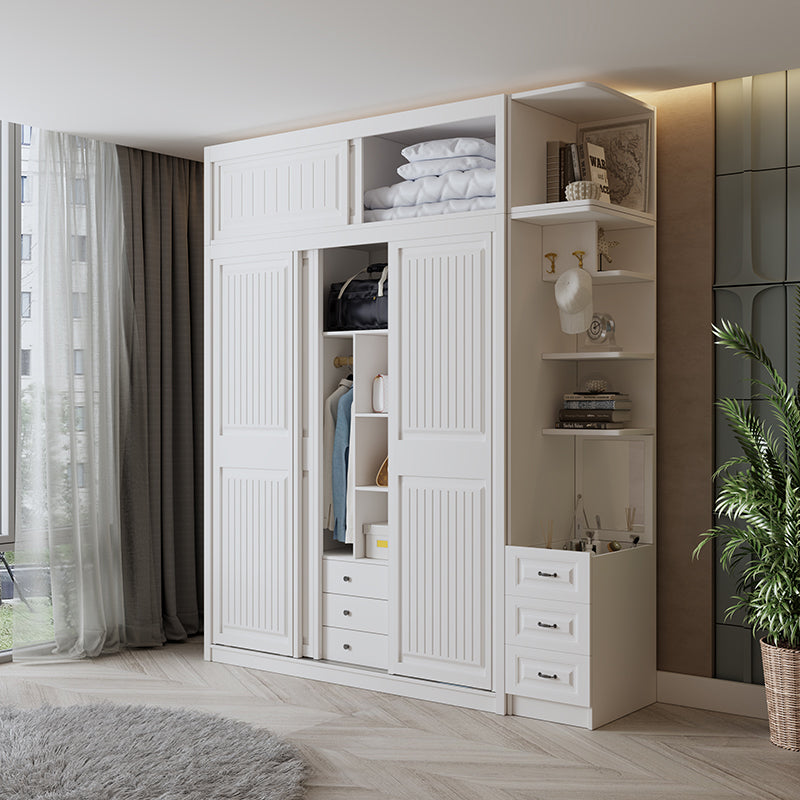 Contemporary Wardrobe Armoire with Garment Rod Wood Wardrobe Closet Clearhalo 'Armoires & Wardrobes' 'armoires_wardrobes' 'Bedroom Furniture' 'furn' 'furn_armoires_wardrobes' 'Furniture' 6825580