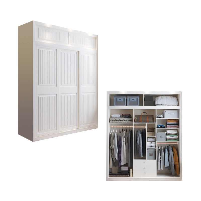 Contemporary Wardrobe Armoire with Garment Rod Wood Wardrobe Closet Armoire with Top Cabinet Clearhalo 'Armoires & Wardrobes' 'armoires_wardrobes' 'Bedroom Furniture' 'furn' 'furn_armoires_wardrobes' 'Furniture' 6825581
