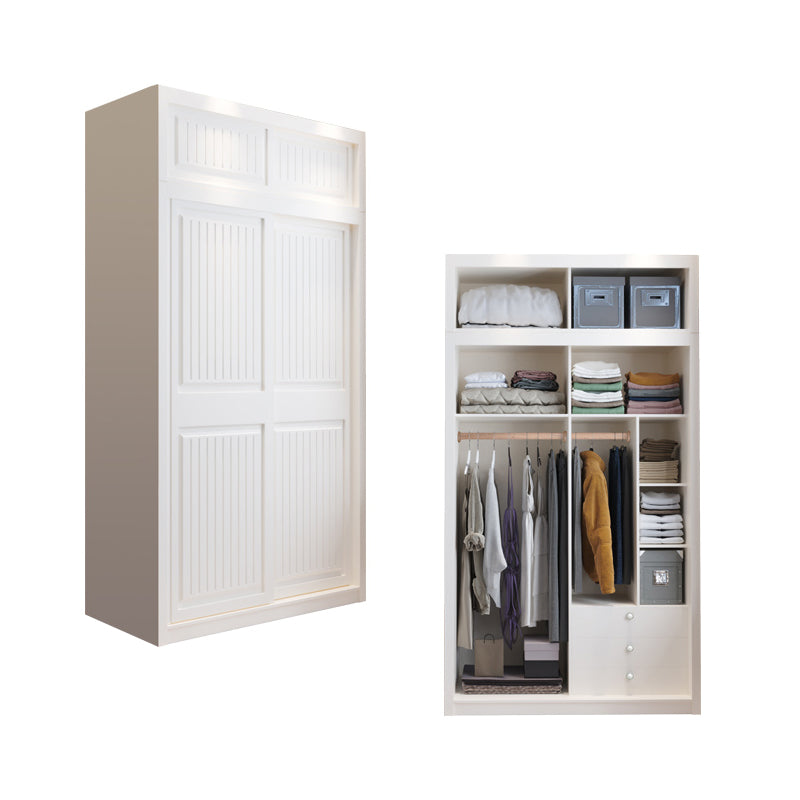 Contemporary Wardrobe Armoire with Garment Rod Wood Wardrobe Closet Armoire with Top Cabinet Clearhalo 'Armoires & Wardrobes' 'armoires_wardrobes' 'Bedroom Furniture' 'furn' 'furn_armoires_wardrobes' 'Furniture' 6825584