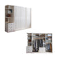 Contemporary Wardrobe Armoire with Garment Rod Wood Wardrobe Closet Armoire with Side Cabinet Clearhalo 'Armoires & Wardrobes' 'armoires_wardrobes' 'Bedroom Furniture' 'furn' 'furn_armoires_wardrobes' 'Furniture' 6825591