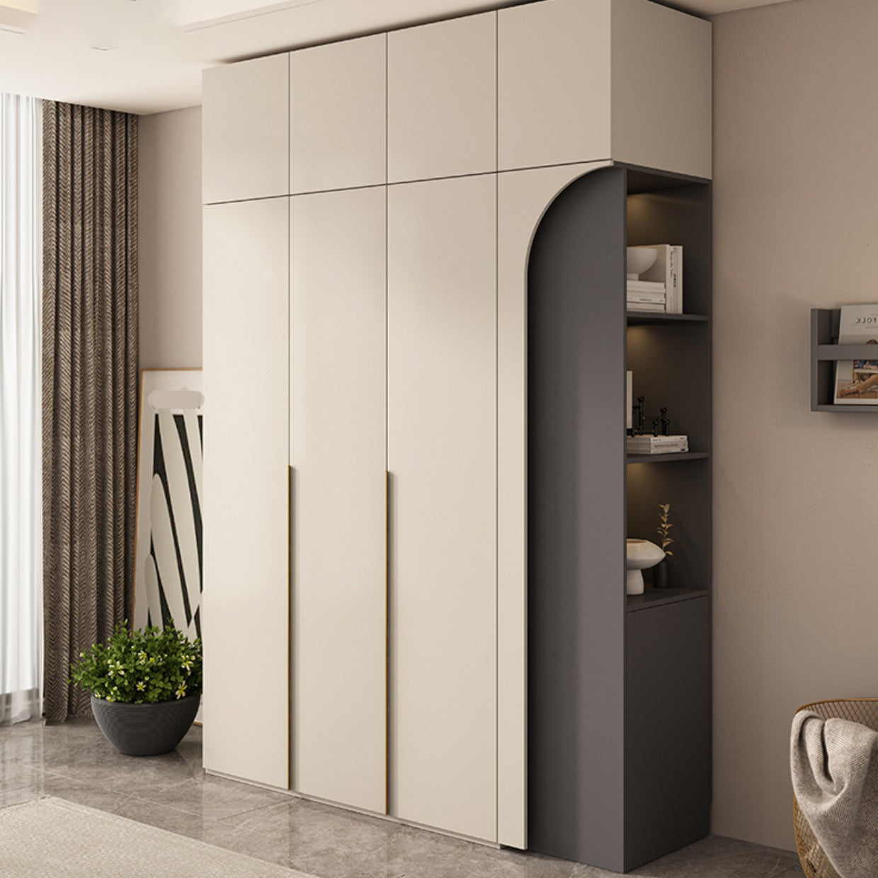 Holzgarderobe Armoire mit Regalen moderner Kleiderschrankschrank