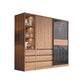 Glass and Wood Wardrobe Cabinet Brown Wardrobe Armoire with Garment Rod Armoire with Side Cabinet Clearhalo 'Armoires & Wardrobes' 'armoires_wardrobes' 'Bedroom Furniture' 'furn' 'furn_armoires_wardrobes' 'Furniture' 6825652