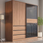 Glass and Wood Wardrobe Cabinet Brown Wardrobe Armoire with Garment Rod Clearhalo 'Armoires & Wardrobes' 'armoires_wardrobes' 'Bedroom Furniture' 'furn' 'furn_armoires_wardrobes' 'Furniture' 6825653