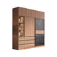 Glass and Wood Wardrobe Cabinet Brown Wardrobe Armoire with Garment Rod Armoire & Side Cabinet & Top Cabinet Clearhalo 'Armoires & Wardrobes' 'armoires_wardrobes' 'Bedroom Furniture' 'furn' 'furn_armoires_wardrobes' 'Furniture' 6825654