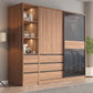 Glass and Wood Wardrobe Cabinet Brown Wardrobe Armoire with Garment Rod Clearhalo 'Armoires & Wardrobes' 'armoires_wardrobes' 'Bedroom Furniture' 'furn' 'furn_armoires_wardrobes' 'Furniture' 6825655