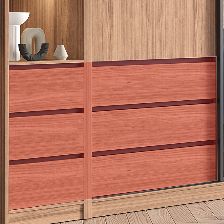 Glass and Wood Wardrobe Cabinet Brown Wardrobe Armoire with Garment Rod Clearhalo 'Armoires & Wardrobes' 'armoires_wardrobes' 'Bedroom Furniture' 'furn' 'furn_armoires_wardrobes' 'Furniture' 6825661