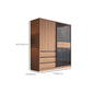 Glass and Wood Wardrobe Cabinet Brown Wardrobe Armoire with Garment Rod Clearhalo 'Armoires & Wardrobes' 'armoires_wardrobes' 'Bedroom Furniture' 'furn' 'furn_armoires_wardrobes' 'Furniture' 6825666