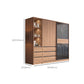 Glass and Wood Wardrobe Cabinet Brown Wardrobe Armoire with Garment Rod Clearhalo 'Armoires & Wardrobes' 'armoires_wardrobes' 'Bedroom Furniture' 'furn' 'furn_armoires_wardrobes' 'Furniture' 6825673