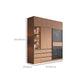 Glass and Wood Wardrobe Cabinet Brown Wardrobe Armoire with Garment Rod Clearhalo 'Armoires & Wardrobes' 'armoires_wardrobes' 'Bedroom Furniture' 'furn' 'furn_armoires_wardrobes' 'Furniture' 6825681
