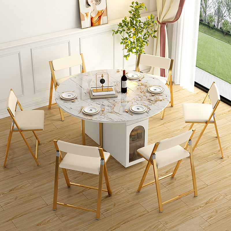 Moderne eetgelegenheid 1/3/7 pc's gesinterde stenen vouwtafel met gestoffeerde stoelen