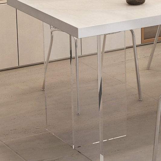 Contemporary 1/2/5 Pieces Furniture Rectangle Solid Wood Dining Set in White Clearhalo 'Dining Room Sets' 'Dining Tables & Seating' 'dining_room_set' 'furn' 'furn_dining_room_set' 'Furniture' 'Kitchen & Dining Furniture' 6825810