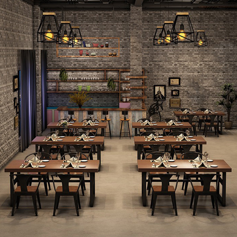 Industrial 1/3/5/7 Piezas Juego de comedor Rectángulo Mesa de comedor de madera de pino para café