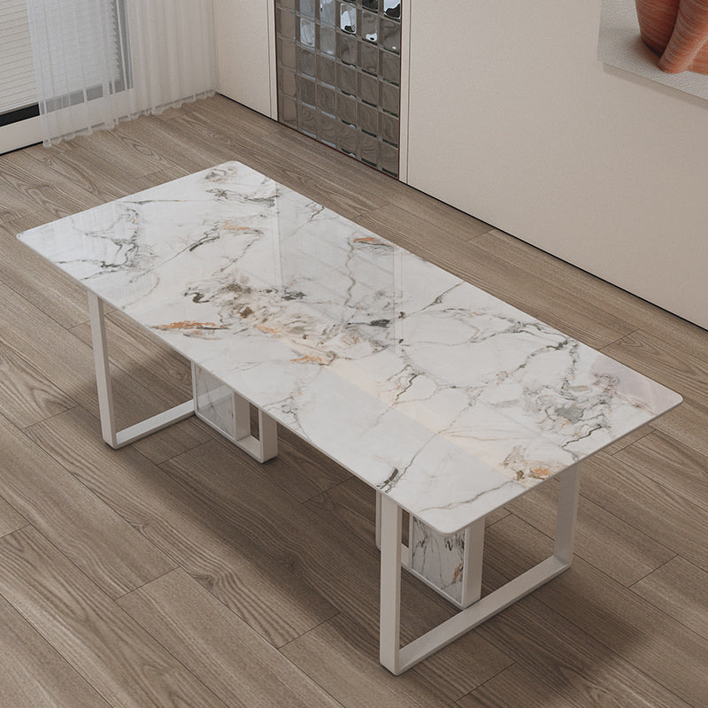 Nordic 1/5 Pieces Dining Set Stone Dining Table for Dining Room Matte White 71"L x 35"W Clearhalo 'Dining Room Sets' 'Dining Tables & Seating' 'dining_room_set' 'furn' 'furn_dining_room_set' 'Furniture' 'Kitchen & Dining Furniture' 6825900