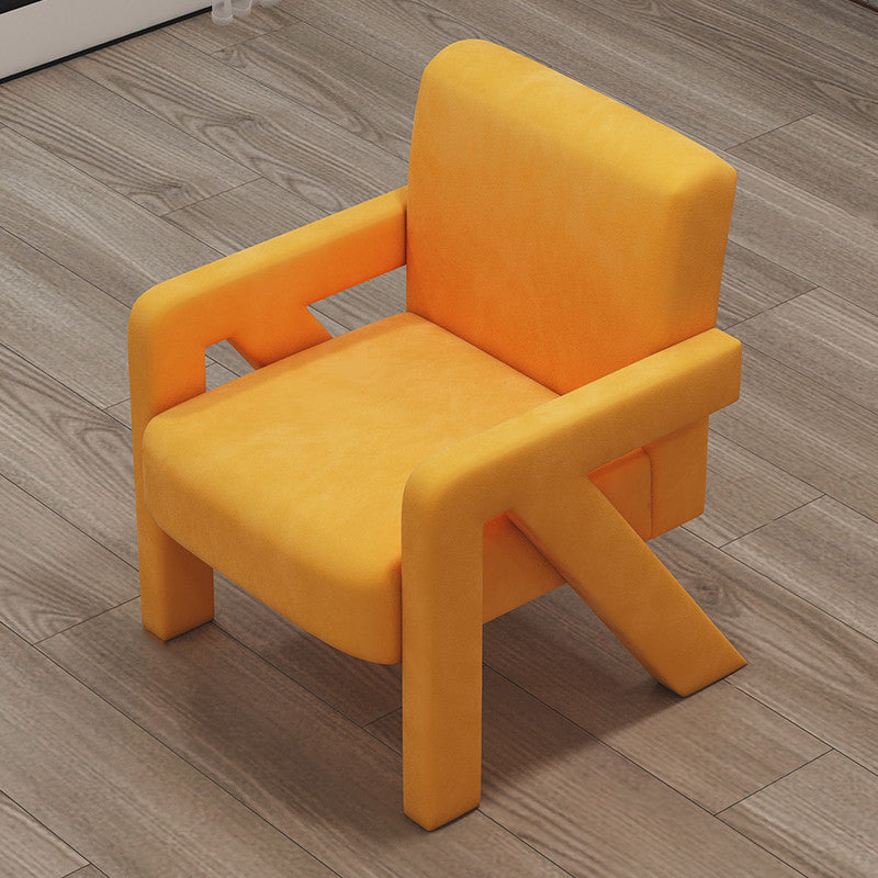 Nordic 1/5 Pieces Dining Set Stone Dining Table for Dining Room 1 Orange Chair Clearhalo 'Dining Room Sets' 'Dining Tables & Seating' 'dining_room_set' 'furn' 'furn_dining_room_set' 'Furniture' 'Kitchen & Dining Furniture' 6825910