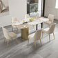 Glam 1/4/5/6/7 Pieces Dining Set Rectangle Stone Dining Table for Dining Room Clearhalo 'Dining Room Sets' 'Dining Tables & Seating' 'dining_room_set' 'furn' 'furn_dining_room_set' 'Furniture' 'furniture_dining_room_set' 'Kitchen & Dining Furniture' 6825919