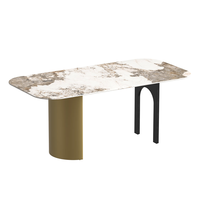 Glam 1/4/5/6/7 Pieces Dining Set Rectangle Stone Dining Table for Dining Room Clearhalo 'Dining Room Sets' 'Dining Tables & Seating' 'dining_room_set' 'furn' 'furn_dining_room_set' 'Furniture' 'furniture_dining_room_set' 'Kitchen & Dining Furniture' 6825924