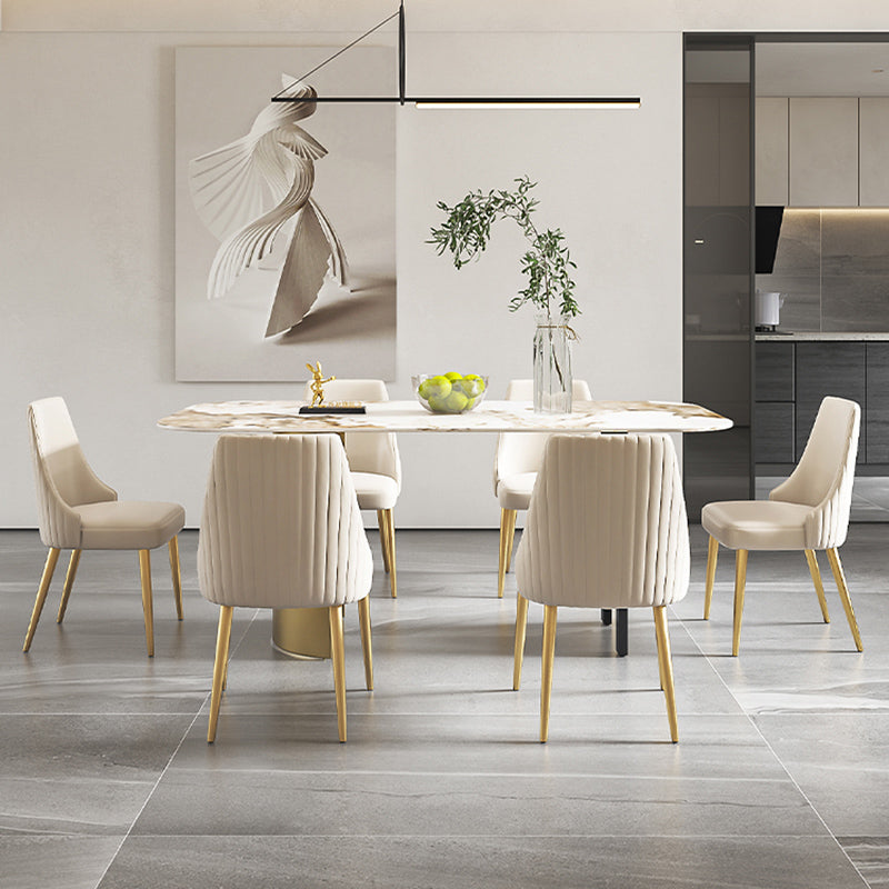 Glam 1/4/5/6/7 Pieces Dining Set Rectangle Stone Dining Table for Dining Room Clearhalo 'Dining Room Sets' 'Dining Tables & Seating' 'dining_room_set' 'furn' 'furn_dining_room_set' 'Furniture' 'furniture_dining_room_set' 'Kitchen & Dining Furniture' 6825929