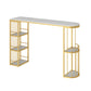 Modern 1/3 Pieces Bar Table Set Stone Counter Table with Stools for Dining Room White-Gold 71"L x 16"W Clearhalo 'Bar Furniture' 'furn' 'furn_home_bar_bar_sets' 'Furniture' 'Home Bars & Bar Sets' 'home_bar_bar_sets' 'Kitchen & Dining Furniture' 6826041