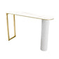 Modern 1/2/5 Pieces Bar Table Set Stone Counter Table with High Stools for Cafe White-Gold 71"L x 16"W Clearhalo 'Bar Furniture' 'furn' 'furn_home_bar_bar_sets' 'Furniture' 'Home Bars & Bar Sets' 'home_bar_bar_sets' 'Kitchen & Dining Furniture' 6826087