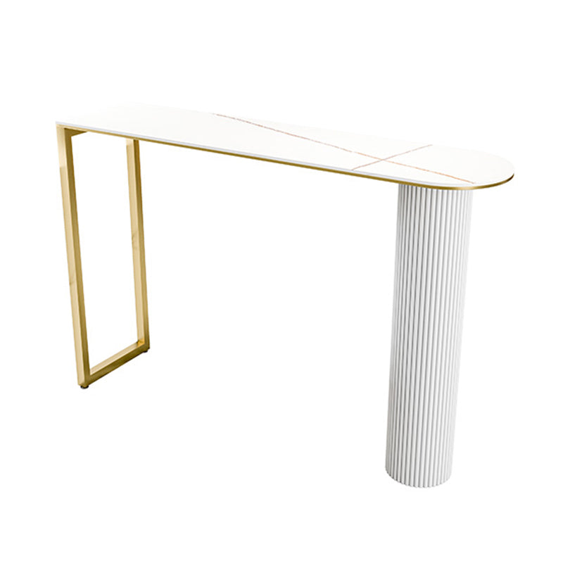 Modern 1/2/5 Pieces Bar Table Set Stone Counter Table with High Stools for Cafe White-Gold 71"L x 16"W Clearhalo 'Bar Furniture' 'furn' 'furn_home_bar_bar_sets' 'Furniture' 'Home Bars & Bar Sets' 'home_bar_bar_sets' 'Kitchen & Dining Furniture' 6826087
