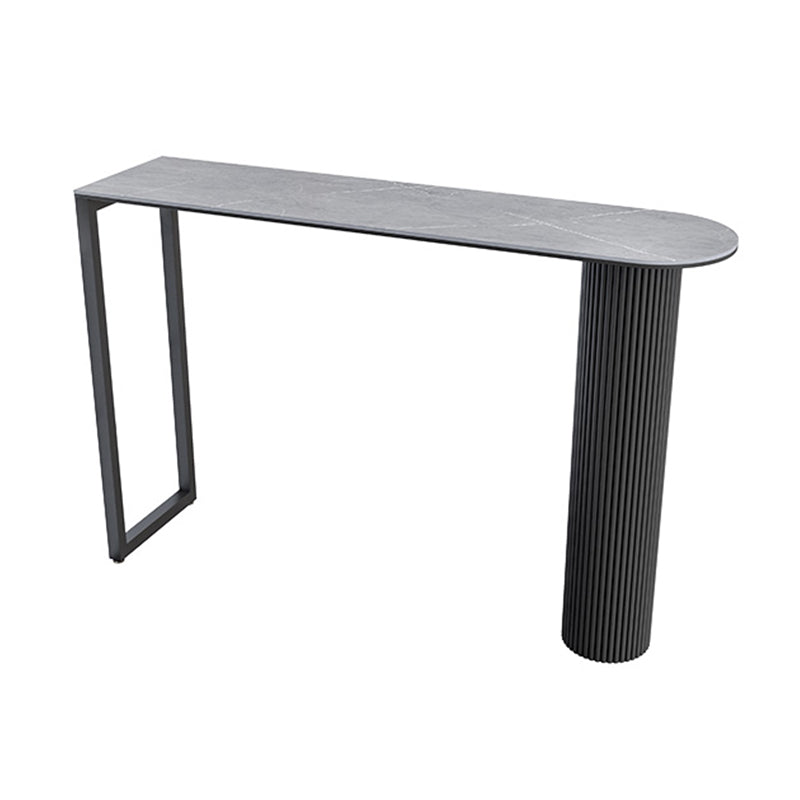 Modern 1/2/5 Pieces Bar Table Set Stone Counter Table with High Stools for Cafe Grey 71"L x 16"W Clearhalo 'Bar Furniture' 'furn' 'furn_home_bar_bar_sets' 'Furniture' 'Home Bars & Bar Sets' 'home_bar_bar_sets' 'Kitchen & Dining Furniture' 6826088