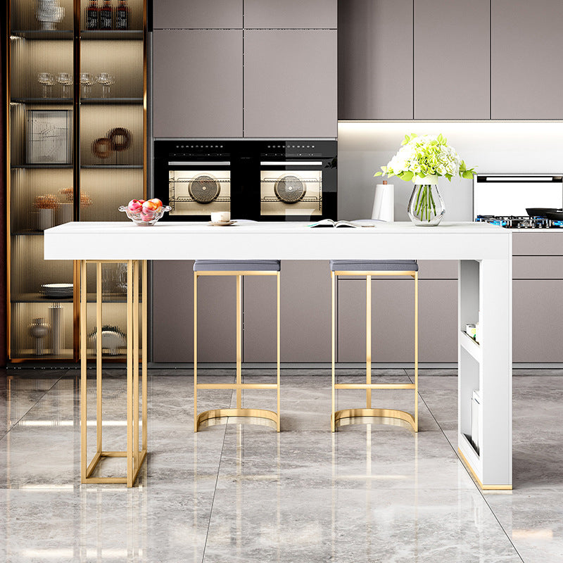 Glam Bar Table Set 1/3/5 Pcs Rectangle Stone Bar Table and Upholstered Stools Clearhalo 'Bar Furniture' 'furn' 'furn_home_bar_bar_sets' 'Furniture' 'Home Bars & Bar Sets' 'home_bar_bar_sets' 'Kitchen & Dining Furniture' 6826180