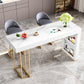 Glam Bar Table Set 1/3/5 Pcs Rectangle Stone Bar Table and Upholstered Stools Clearhalo 'Bar Furniture' 'furn' 'furn_home_bar_bar_sets' 'Furniture' 'Home Bars & Bar Sets' 'home_bar_bar_sets' 'Kitchen & Dining Furniture' 6826186