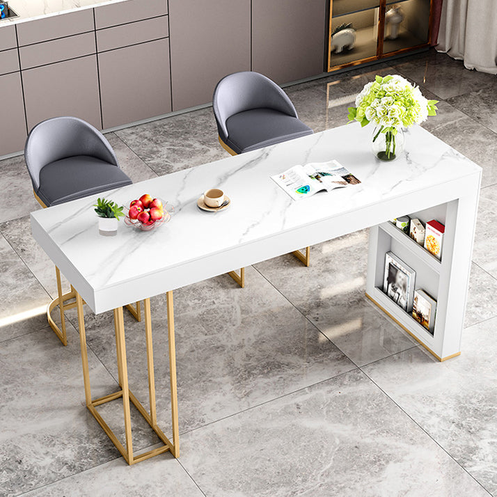 Glam Bar Table Set 1/3/5 Pcs Rectangle Stone Bar Table and Upholstered Stools Clearhalo 'Bar Furniture' 'furn' 'furn_home_bar_bar_sets' 'Furniture' 'Home Bars & Bar Sets' 'home_bar_bar_sets' 'Kitchen & Dining Furniture' 6826186