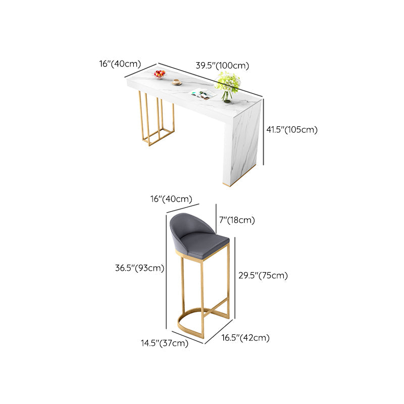 Glam Bar Table Set 1/3/5 Pcs Rectangle Stone Bar Table and Upholstered Stools Clearhalo 'Bar Furniture' 'furn' 'furn_home_bar_bar_sets' 'Furniture' 'Home Bars & Bar Sets' 'home_bar_bar_sets' 'Kitchen & Dining Furniture' 6826194