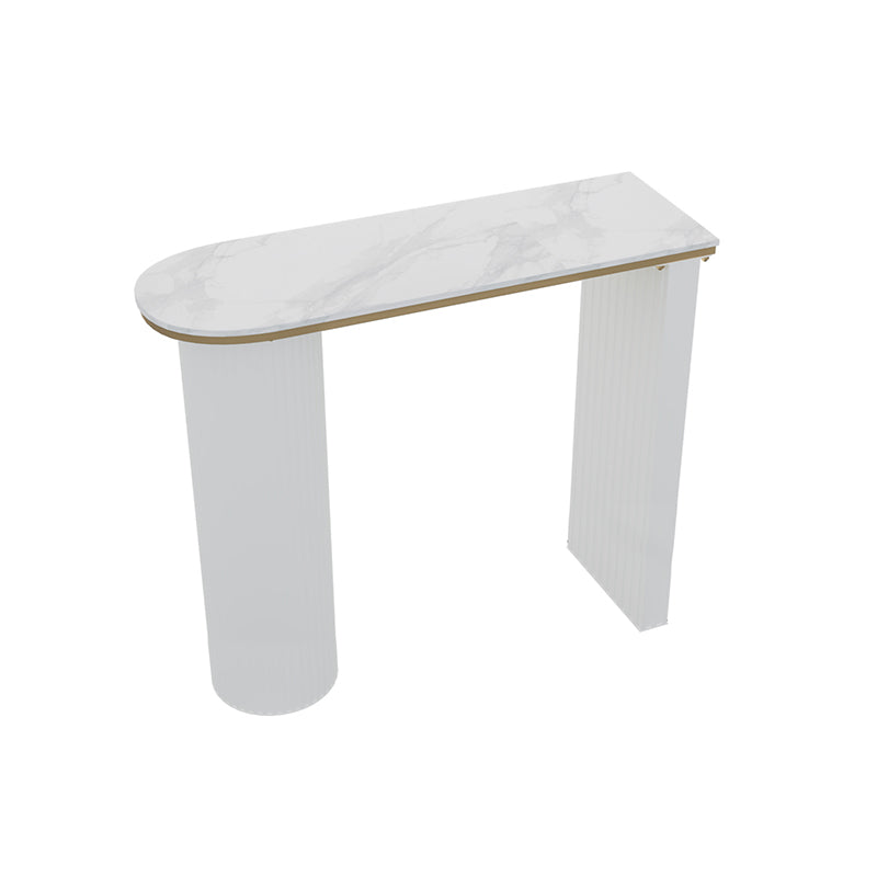 Industrial Bar Table Set 1/5 Pcs Stone Top Bar Table and Plastic Stools White 47"L x 16"W Clearhalo 'Bar Furniture' 'furn' 'furn_home_bar_bar_sets' 'Furniture' 'Home Bars & Bar Sets' 'home_bar_bar_sets' 'Kitchen & Dining Furniture' 6826240
