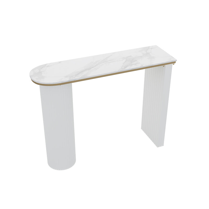 Industrial Bar Table Set 1/5 Pcs Stone Top Bar Table and Plastic Stools White 55"L x 16"W Clearhalo 'Bar Furniture' 'furn' 'furn_home_bar_bar_sets' 'Furniture' 'Home Bars & Bar Sets' 'home_bar_bar_sets' 'Kitchen & Dining Furniture' 6826241