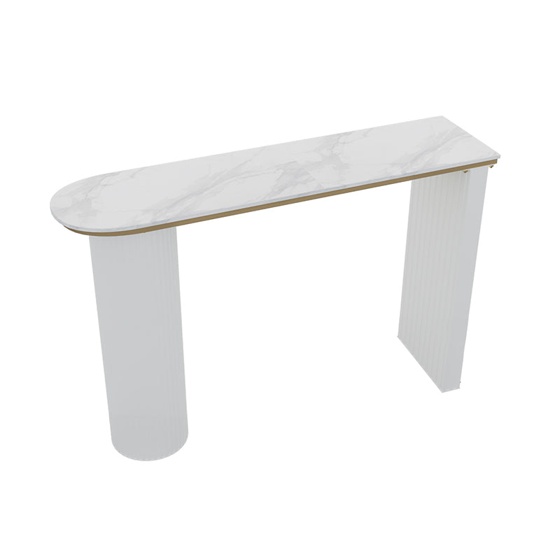 Industrial Bar Table Set 1/5 Pcs Stone Top Bar Table and Plastic Stools White 63"L x 16"W Clearhalo 'Bar Furniture' 'furn' 'furn_home_bar_bar_sets' 'Furniture' 'Home Bars & Bar Sets' 'home_bar_bar_sets' 'Kitchen & Dining Furniture' 6826243