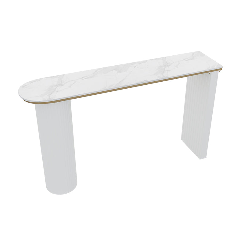 Industrial Bar Table Set 1/5 Pcs Stone Top Bar Table and Plastic Stools White 71"L x 16"W Clearhalo 'Bar Furniture' 'furn' 'furn_home_bar_bar_sets' 'Furniture' 'Home Bars & Bar Sets' 'home_bar_bar_sets' 'Kitchen & Dining Furniture' 6826245
