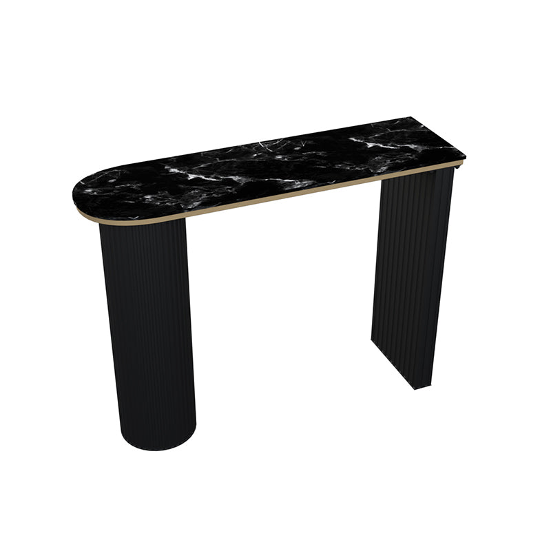 Industrial Bar Table Set 1/5 Pcs Stone Top Bar Table and Plastic Stools Black 55"L x 16"W Clearhalo 'Bar Furniture' 'furn' 'furn_home_bar_bar_sets' 'Furniture' 'Home Bars & Bar Sets' 'home_bar_bar_sets' 'Kitchen & Dining Furniture' 6826249
