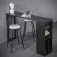 Modern Rectangle Bar Table Set 1/3 Pcs Stone Top Bar Table and Upholstered Stools 3 Pieces: 1 Table, 2 Black Gray Stools Clearhalo 'Bar Furniture' 'furn' 'furn_home_bar_bar_sets' 'Furniture' 'Home Bars & Bar Sets' 'home_bar_bar_sets' 'Kitchen & Dining Furniture' 6826268