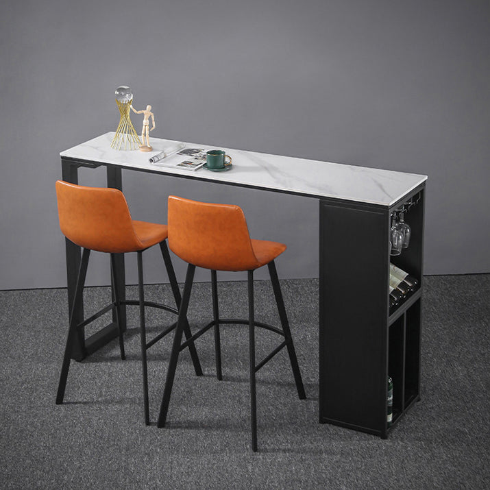 Modern Rectangle Bar Table Set 1/3 Pcs Stone Top Bar Table and Upholstered Stools Clearhalo 'Bar Furniture' 'furn' 'furn_home_bar_bar_sets' 'Furniture' 'Home Bars & Bar Sets' 'home_bar_bar_sets' 'Kitchen & Dining Furniture' 6826279