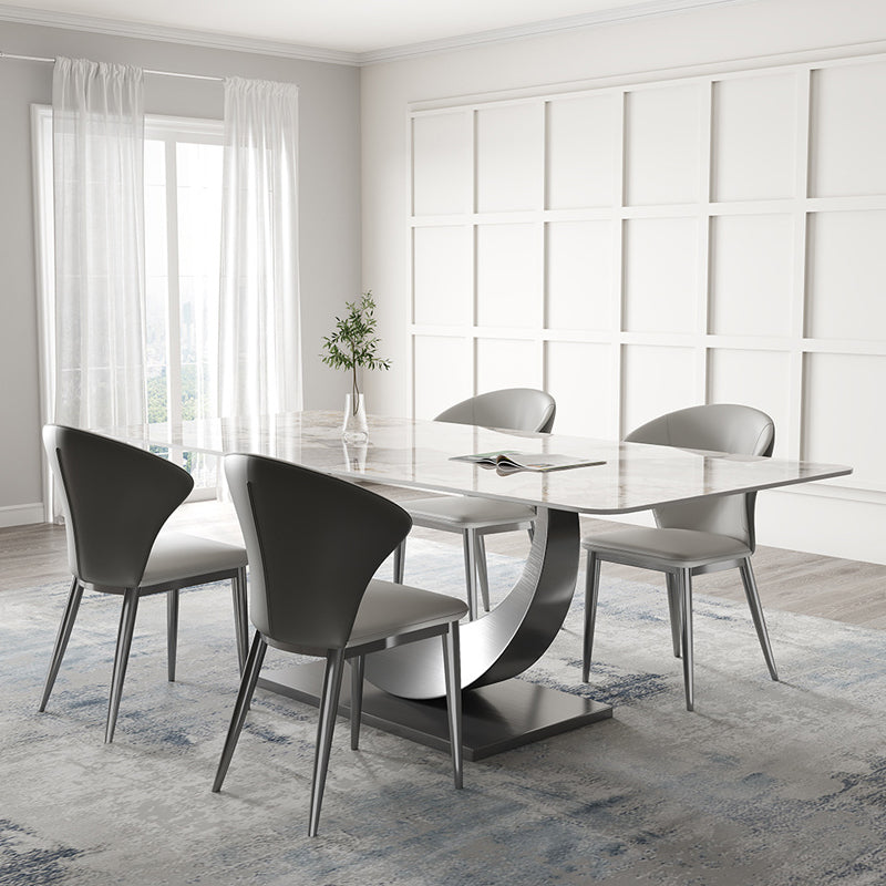 Cocina silla lateral contemporánea piernas gris silla de comedor de ala