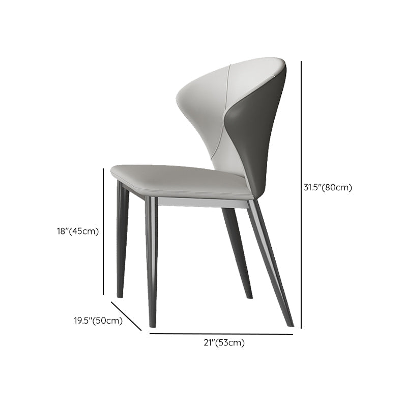 Cocina silla lateral contemporánea piernas gris silla de comedor de ala