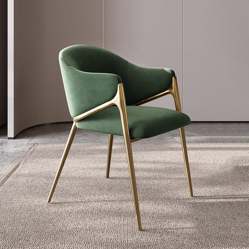 Kitchen Modern Indoor Chair Upholstered Arm Chair with Gold Legs