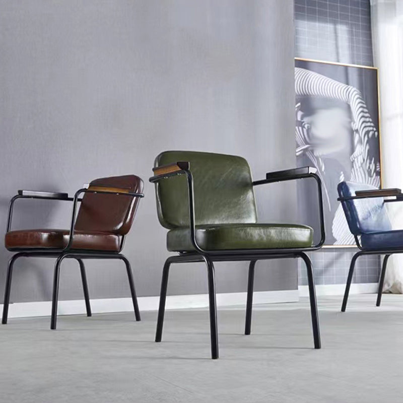 Contemporary Kitchen Dining Chair Upholstered Arm Chair in Black Legs