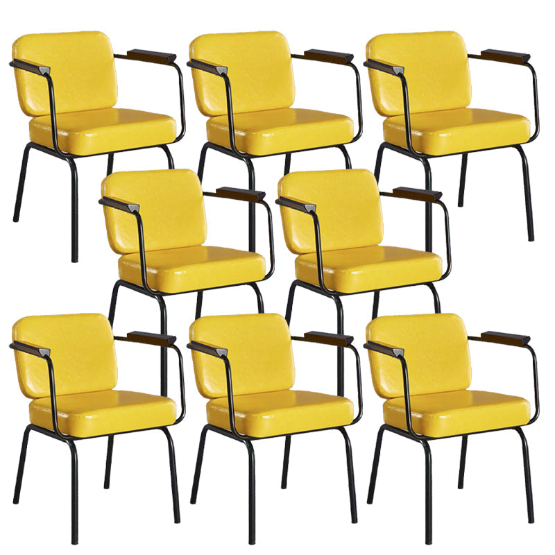 Contemporary Kitchen Dining Chair Upholstered Arm Chair in Black Legs