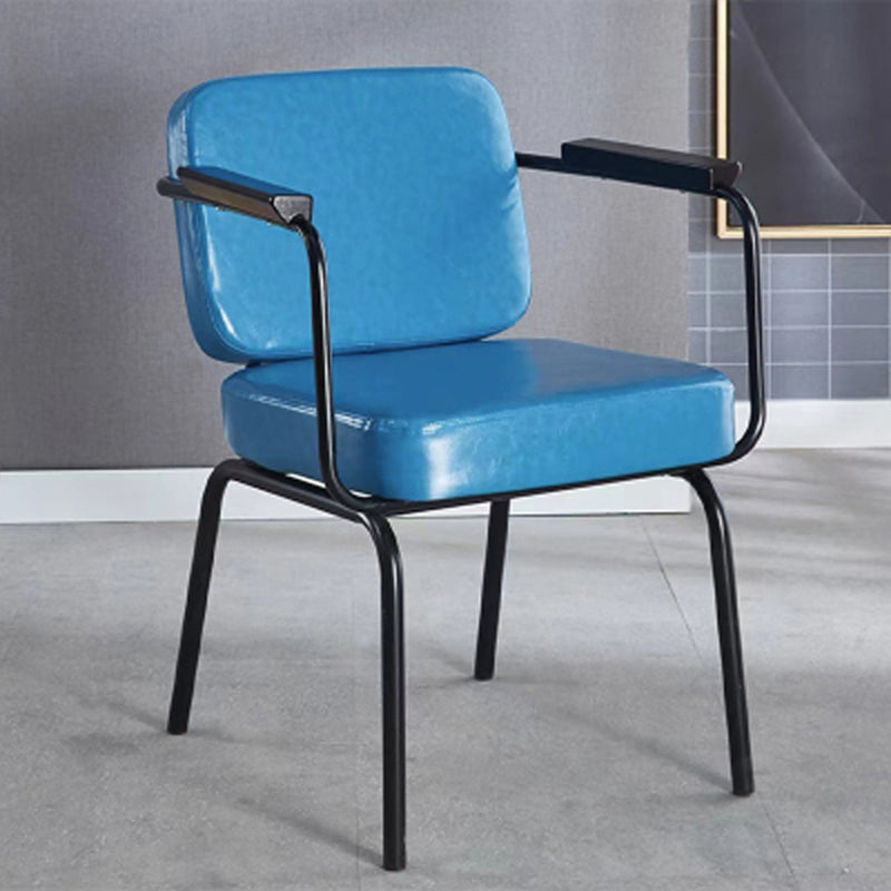 Contemporary Kitchen Dining Chair Upholstered Arm Chair in Black Legs
