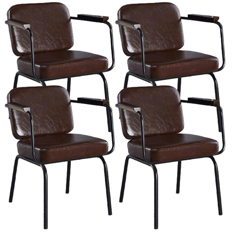 Contemporary Kitchen Dining Chair Upholstered Arm Chair in Black Legs