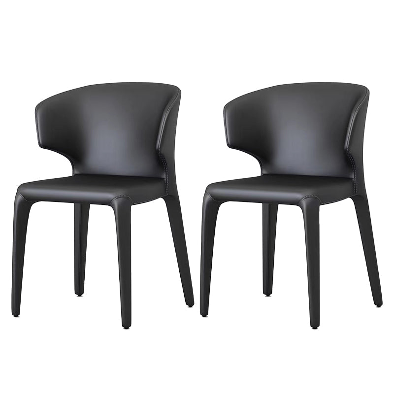Kitchen Wingback Parsons Chair Faux Leather Dining Room Chair Black 2 Piece Set Clearhalo 'Dining Chairs' 'Dining Tables & Seating' 'dining_chair' 'furn' 'furn_dining_chair' 'Furniture' 'Kitchen & Dining Furniture' 6826704